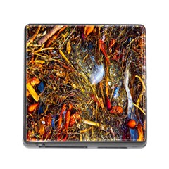 Abstract In Orange Sealife Background Abstract Of Ocean Beach Seaweed And Sand With A White Feather Memory Card Reader (square) by Nexatart