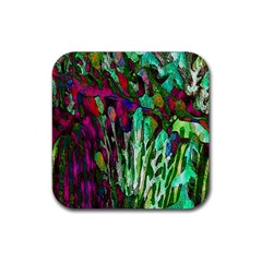 Bright Tropical Background Abstract Background That Has The Shape And Colors Of The Tropics Rubber Coaster (square)  by Nexatart