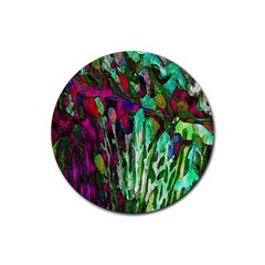 Bright Tropical Background Abstract Background That Has The Shape And Colors Of The Tropics Rubber Coaster (round)  by Nexatart