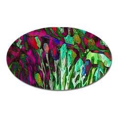 Bright Tropical Background Abstract Background That Has The Shape And Colors Of The Tropics Oval Magnet by Nexatart