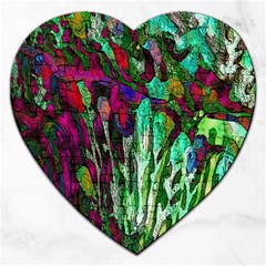 Bright Tropical Background Abstract Background That Has The Shape And Colors Of The Tropics Jigsaw Puzzle (heart) by Nexatart