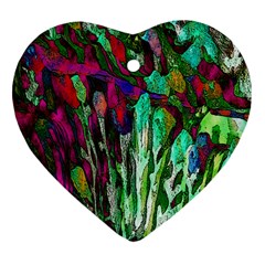 Bright Tropical Background Abstract Background That Has The Shape And Colors Of The Tropics Heart Ornament (two Sides) by Nexatart