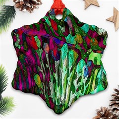 Bright Tropical Background Abstract Background That Has The Shape And Colors Of The Tropics Snowflake Ornament (two Sides) by Nexatart