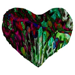 Bright Tropical Background Abstract Background That Has The Shape And Colors Of The Tropics Large 19  Premium Heart Shape Cushions