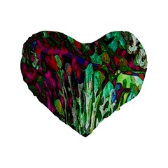 Bright Tropical Background Abstract Background That Has The Shape And Colors Of The Tropics Standard 16  Premium Flano Heart Shape Cushions