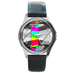 Colors Fadeout Paintwork Abstract Round Metal Watch by Nexatart