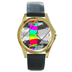 Colors Fadeout Paintwork Abstract Round Gold Metal Watch by Nexatart