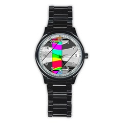 Colors Fadeout Paintwork Abstract Stainless Steel Round Watch by Nexatart