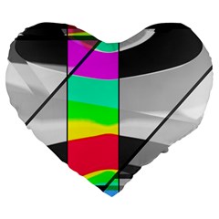 Colors Fadeout Paintwork Abstract Large 19  Premium Flano Heart Shape Cushions by Nexatart