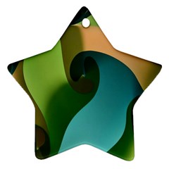 Ribbons Of Blue Aqua Green And Orange Woven Into A Curved Shape Form This Background Ornament (star) by Nexatart