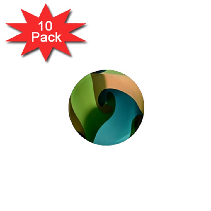 Ribbons Of Blue Aqua Green And Orange Woven Into A Curved Shape Form This Background 1  Mini Magnet (10 pack) 