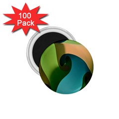 Ribbons Of Blue Aqua Green And Orange Woven Into A Curved Shape Form This Background 1 75  Magnets (100 Pack)  by Nexatart