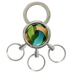 Ribbons Of Blue Aqua Green And Orange Woven Into A Curved Shape Form This Background 3-Ring Key Chains Front