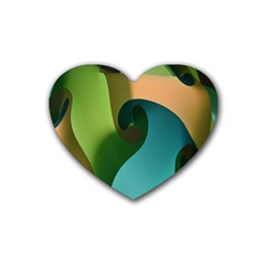 Ribbons Of Blue Aqua Green And Orange Woven Into A Curved Shape Form This Background Heart Coaster (4 Pack)  by Nexatart