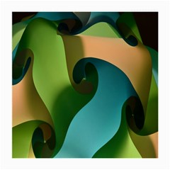 Ribbons Of Blue Aqua Green And Orange Woven Into A Curved Shape Form This Background Medium Glasses Cloth by Nexatart