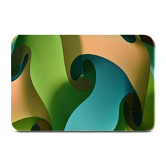 Ribbons Of Blue Aqua Green And Orange Woven Into A Curved Shape Form This Background Plate Mats by Nexatart