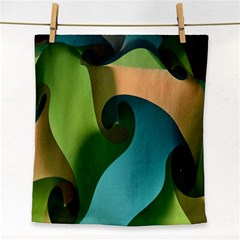 Ribbons Of Blue Aqua Green And Orange Woven Into A Curved Shape Form This Background Face Towel by Nexatart