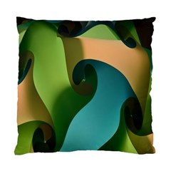 Ribbons Of Blue Aqua Green And Orange Woven Into A Curved Shape Form This Background Standard Cushion Case (one Side) by Nexatart