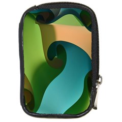 Ribbons Of Blue Aqua Green And Orange Woven Into A Curved Shape Form This Background Compact Camera Cases by Nexatart