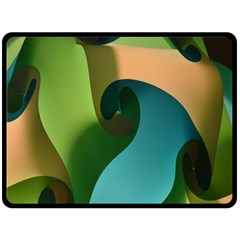 Ribbons Of Blue Aqua Green And Orange Woven Into A Curved Shape Form This Background Fleece Blanket (large)  by Nexatart