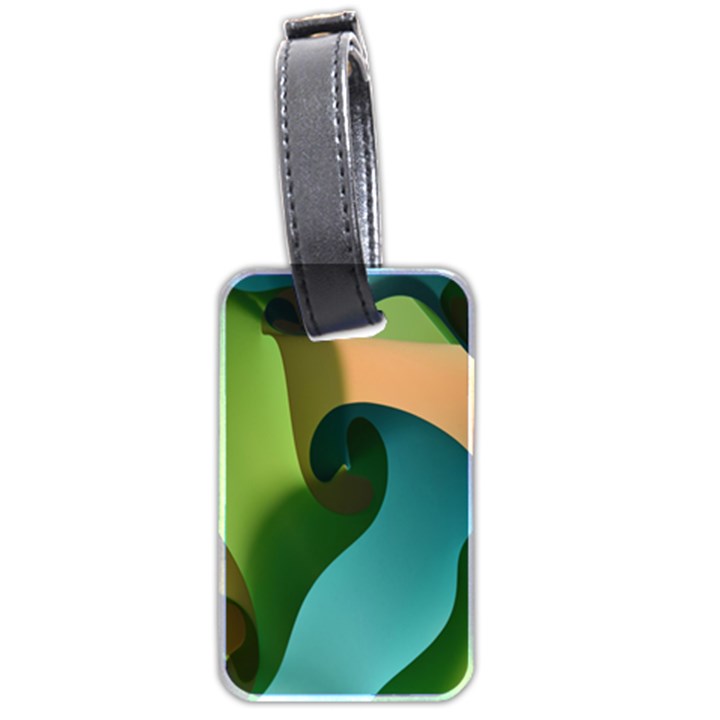 Ribbons Of Blue Aqua Green And Orange Woven Into A Curved Shape Form This Background Luggage Tags (Two Sides)