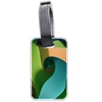 Ribbons Of Blue Aqua Green And Orange Woven Into A Curved Shape Form This Background Luggage Tags (Two Sides) Back