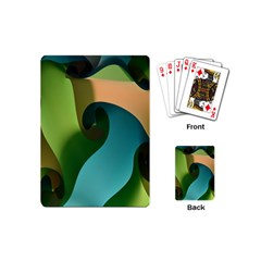 Ribbons Of Blue Aqua Green And Orange Woven Into A Curved Shape Form This Background Playing Cards (mini)  by Nexatart