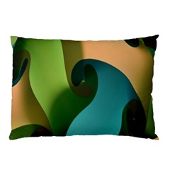 Ribbons Of Blue Aqua Green And Orange Woven Into A Curved Shape Form This Background Pillow Case (two Sides) by Nexatart