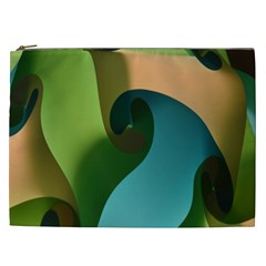 Ribbons Of Blue Aqua Green And Orange Woven Into A Curved Shape Form This Background Cosmetic Bag (xxl)  by Nexatart