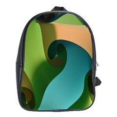 Ribbons Of Blue Aqua Green And Orange Woven Into A Curved Shape Form This Background School Bags (xl)  by Nexatart