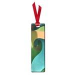 Ribbons Of Blue Aqua Green And Orange Woven Into A Curved Shape Form This Background Small Book Marks Front