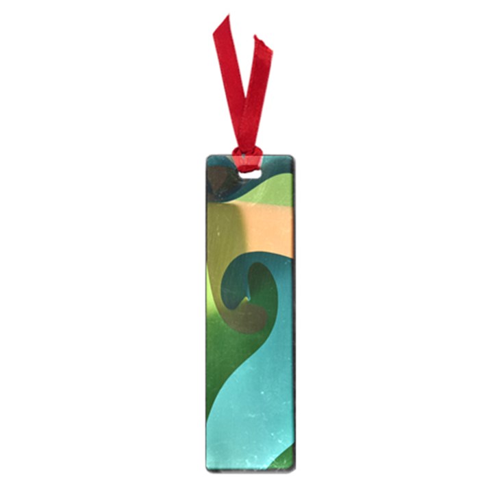 Ribbons Of Blue Aqua Green And Orange Woven Into A Curved Shape Form This Background Small Book Marks