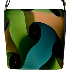 Ribbons Of Blue Aqua Green And Orange Woven Into A Curved Shape Form This Background Flap Messenger Bag (s) by Nexatart