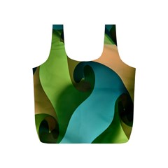 Ribbons Of Blue Aqua Green And Orange Woven Into A Curved Shape Form This Background Full Print Recycle Bags (s)  by Nexatart