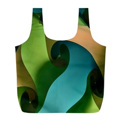 Ribbons Of Blue Aqua Green And Orange Woven Into A Curved Shape Form This Background Full Print Recycle Bags (l)  by Nexatart