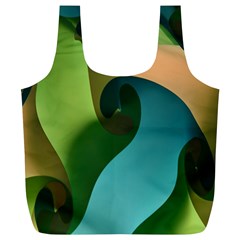 Ribbons Of Blue Aqua Green And Orange Woven Into A Curved Shape Form This Background Full Print Recycle Bags (l)  by Nexatart