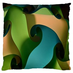 Ribbons Of Blue Aqua Green And Orange Woven Into A Curved Shape Form This Background Standard Flano Cushion Case (one Side) by Nexatart