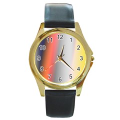 Digitally Created Abstract Colour Blur Background Round Gold Metal Watch by Nexatart