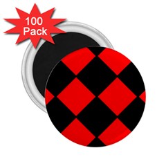 Red Black square Pattern 2.25  Magnets (100 pack) 