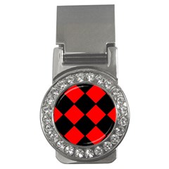 Red Black square Pattern Money Clips (CZ) 