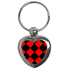 Red Black square Pattern Key Chains (Heart) 