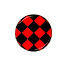 Red Black square Pattern Hat Clip Ball Marker (4 pack)