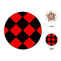 Red Black square Pattern Playing Cards (Round) 