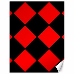 Red Black square Pattern Canvas 12  x 16  