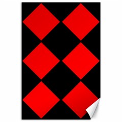 Red Black square Pattern Canvas 24  x 36 