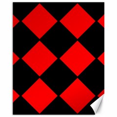 Red Black square Pattern Canvas 11  x 14  