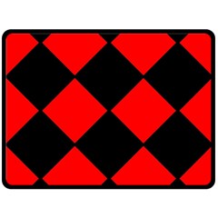 Red Black square Pattern Fleece Blanket (Large) 