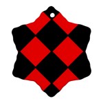 Red Black square Pattern Ornament (Snowflake) Front