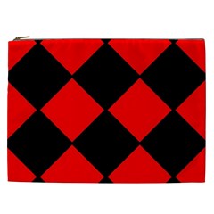 Red Black square Pattern Cosmetic Bag (XXL) 