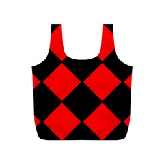 Red Black square Pattern Full Print Recycle Bags (S) 